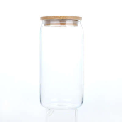 DS BS 6 Pack Drinking Glass Cup with Bamboo Lid and Straw Set