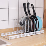 DS BS Adjustable Pot Lid Organizer Dividers Rack 7 Grid-White