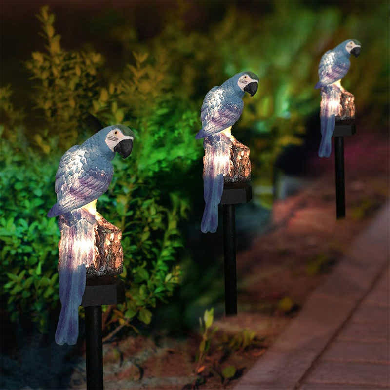 DS BS Outdoor Garden Parrot Bird Solar LED Decor Light-Blue
