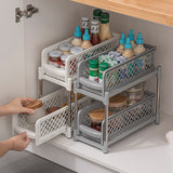 DS BS 2 Tier Bathroom Kitchen Countertop Pull Out Cabinet Organizer