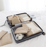 DS BS Travel Storage Luggage Organizer Pouch Set of 7-Beige
