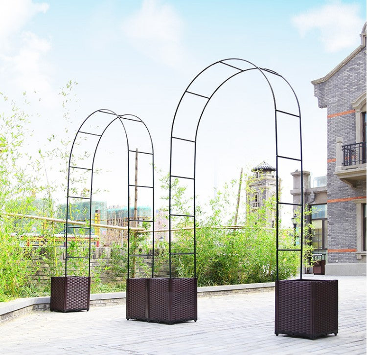 DS BS Metal Garden Arbor Wedding Arch Rack Stand with 2 Planting Box