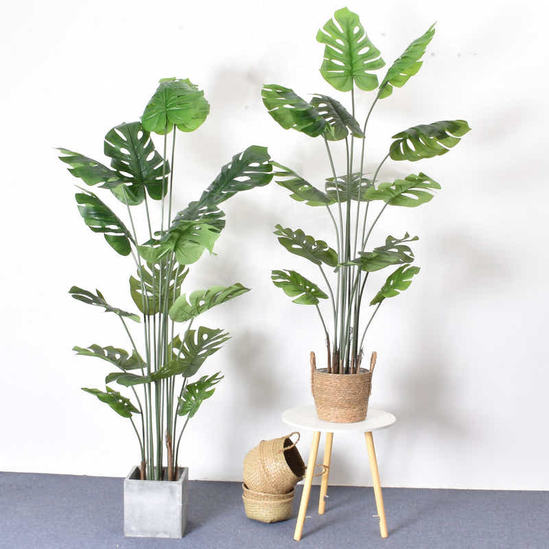 DS BS Artificial Plastic Tropical Palm Tree Monstera-120CM
