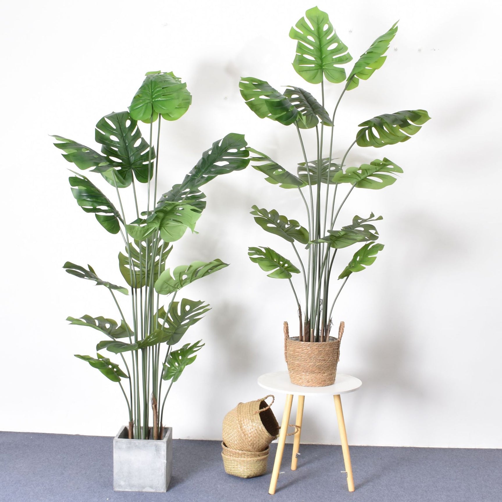 DS BS Artificial Plastic Tropical Palm Tree Monstera-120CM
