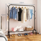 DS BS Metal 7 Hook Garment Rack Clothes Coat Stand 150cm-Black