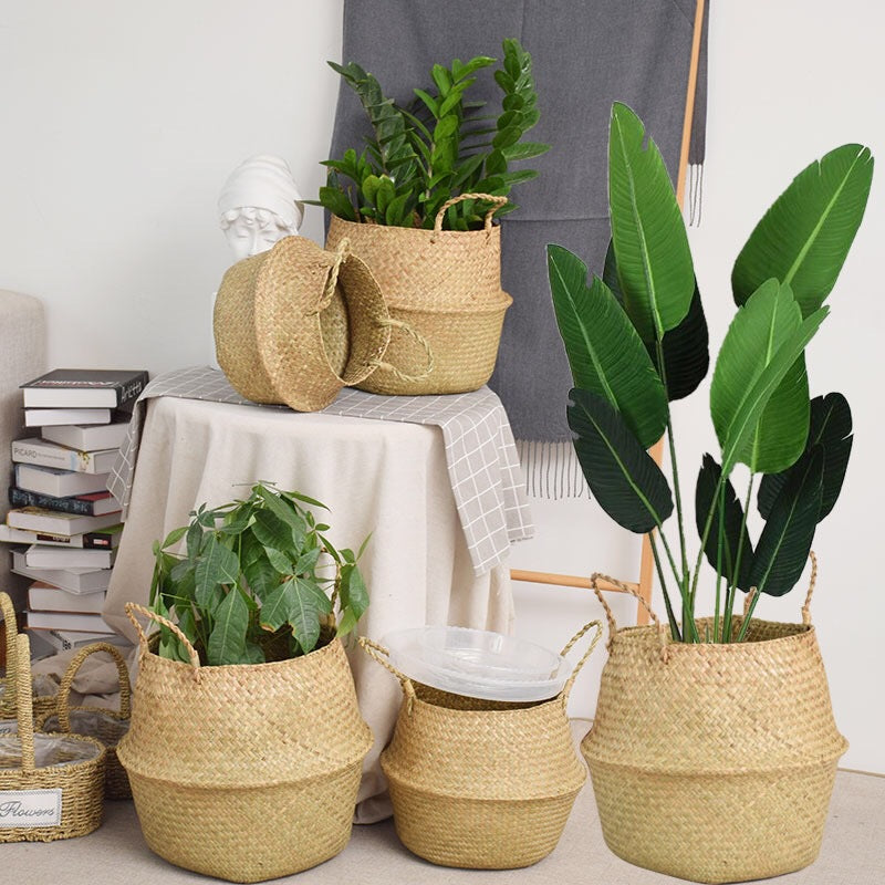 DS BS Natural Woven Seagrass Flower Baskets Garden Flower Pot-XL