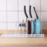 DS BS Adjustable Pot Lid Organizer Dividers Rack 7 Grid-White