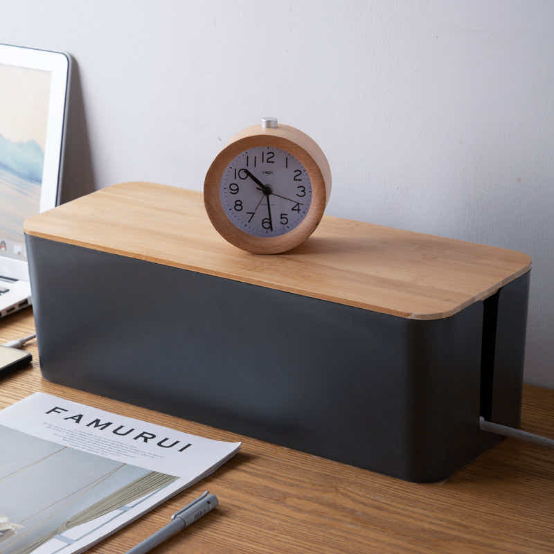 DS BS Cable Management Box with Bamboo Lid-L