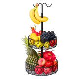 DS BS 2-Tier Fruit Basket Bowl with Banana Hanger
