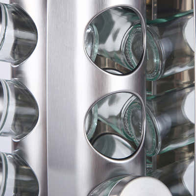 DS BS Revolving 20-Jar Countertop Spice Rack Stainless Steel