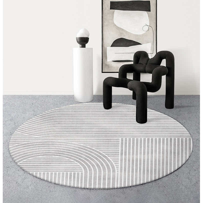 DS BS Modern Abstract Non-Shedding Area Round Rug Maze-120cm