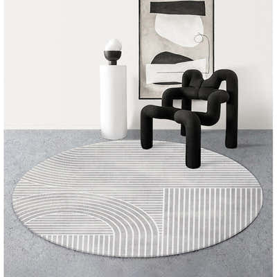 DS BS Modern Abstract Non-Shedding Area Round Rug Maze-120cm