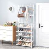DS BS 5 Tier Multifunctional Hat Rack Shoes Rack Hall Tree-White
