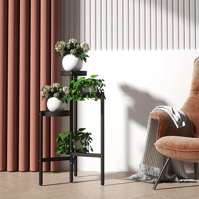 DS BS 4 Tier Steel Frame Plant Stands Flower Pots Holder-Black