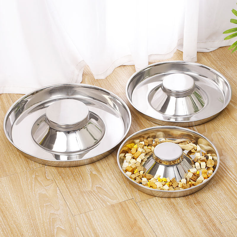 DS BS Stainless Steel Slow Feeder Dog Bowls-34CM