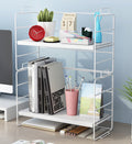 DS BS 3-Tier Steel Wood Countertop Shelf Standing Rack-White