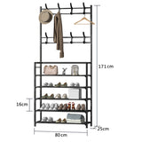 DS BS 5 Tier Multifunctional Hat Rack Shoes Rack Hall Tree-Black