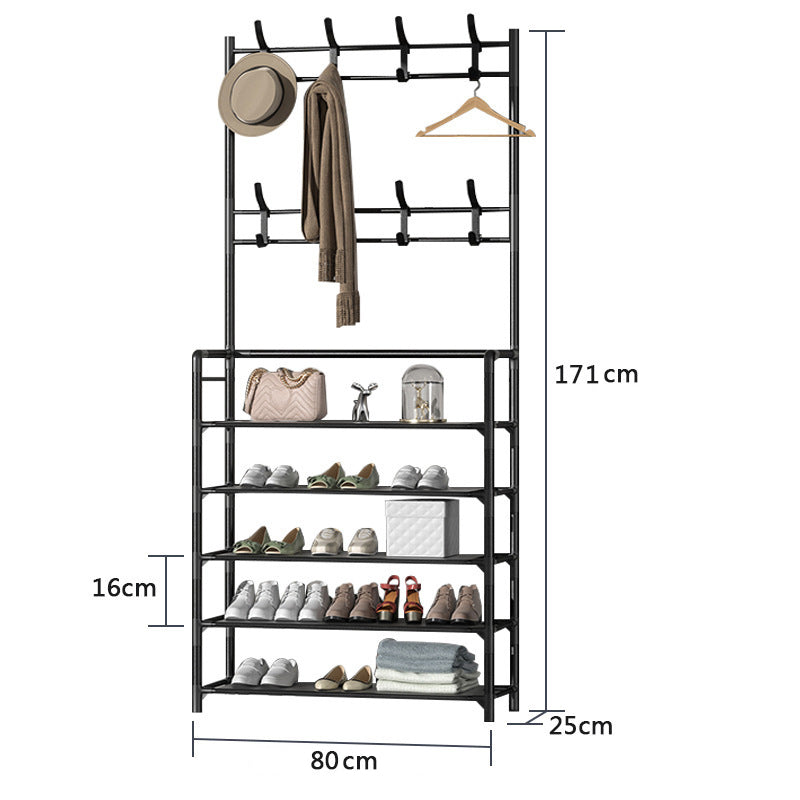 DS BS 5 Tier Multifunctional Hat Rack Shoes Rack Hall Tree-White