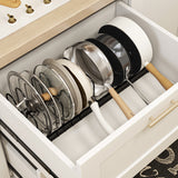 DS BS Adjustable Pot Lid Organizer Dividers Rack 7 Grid-White