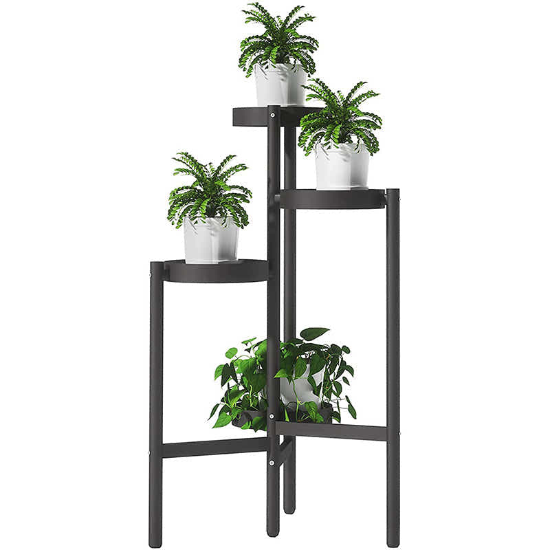 DS BS 4 Tier Steel Frame Plant Stands Flower Pots Holder-Black