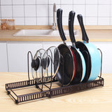 DS BS Adjustable Pot Lid Organizer Dividers Rack 7 Grid-Bronze