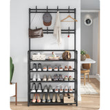 DS BS 5 Tier Multifunctional Hat Rack Shoes Rack Hall Tree-Black
