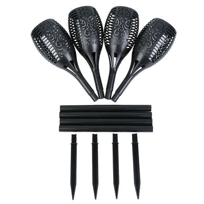 DS BS 4 Pack Of 12LED Solar Power Flickering Flames Torches Lights
