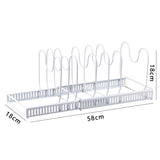 DS BS Adjustable Pot Lid Organizer Dividers Rack 7 Grid-White