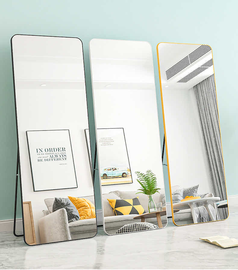 DS BS Aluminum Alloy Frame Full Size Body Mirror 165x60CM-White