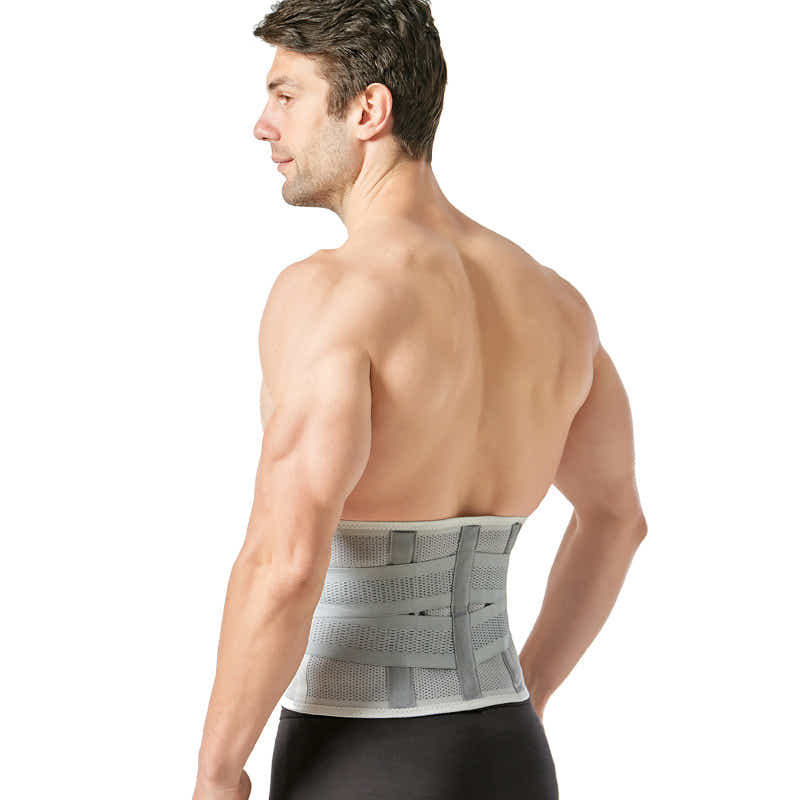 DS BS Adjustable Breathable Lumbar Back Brace Gray-M