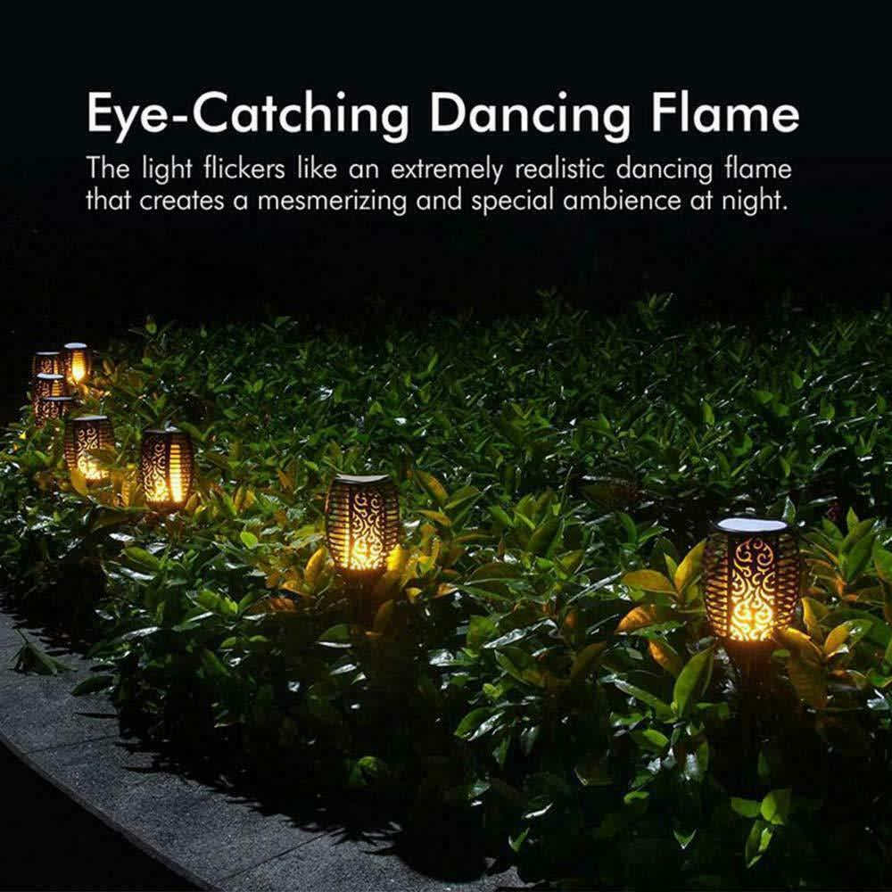 DS BS 4 Pack Of 12LED Solar Power Flickering Flames Torches Lights