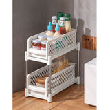 DS BS 2 Tier Bathroom Kitchen Countertop Pull Out Cabinet Organizer