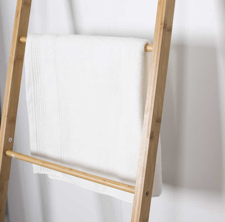 DS BS Bamboo Wall Leaning Ladder Laundry Basket Shelf 180 cm