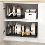 DS BS Adjustable Pot Lid Organizer Dividers Rack 7 Grid-White