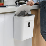 DS BS Kitchen Cabinet Door Hanging Trash Can with Lid-White