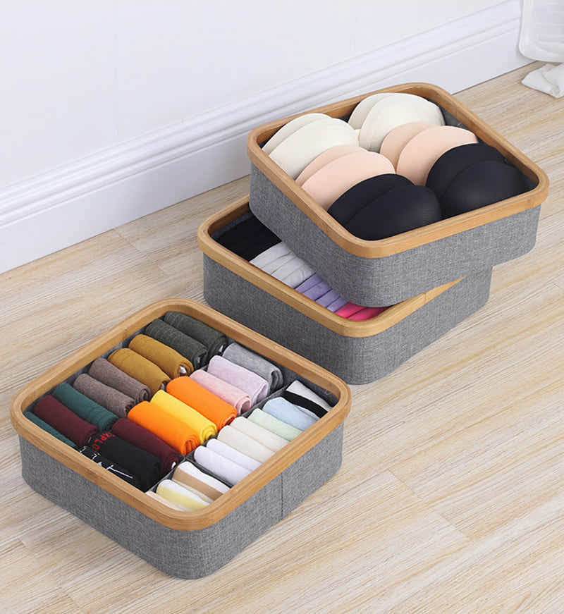 DS BS 4 Cell Non-Lidded Square Underwear Storage Basket