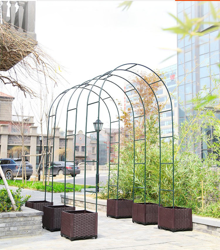 DS BS Metal Garden Arbor Wedding Arch Rack Stand with 2 Planting Box