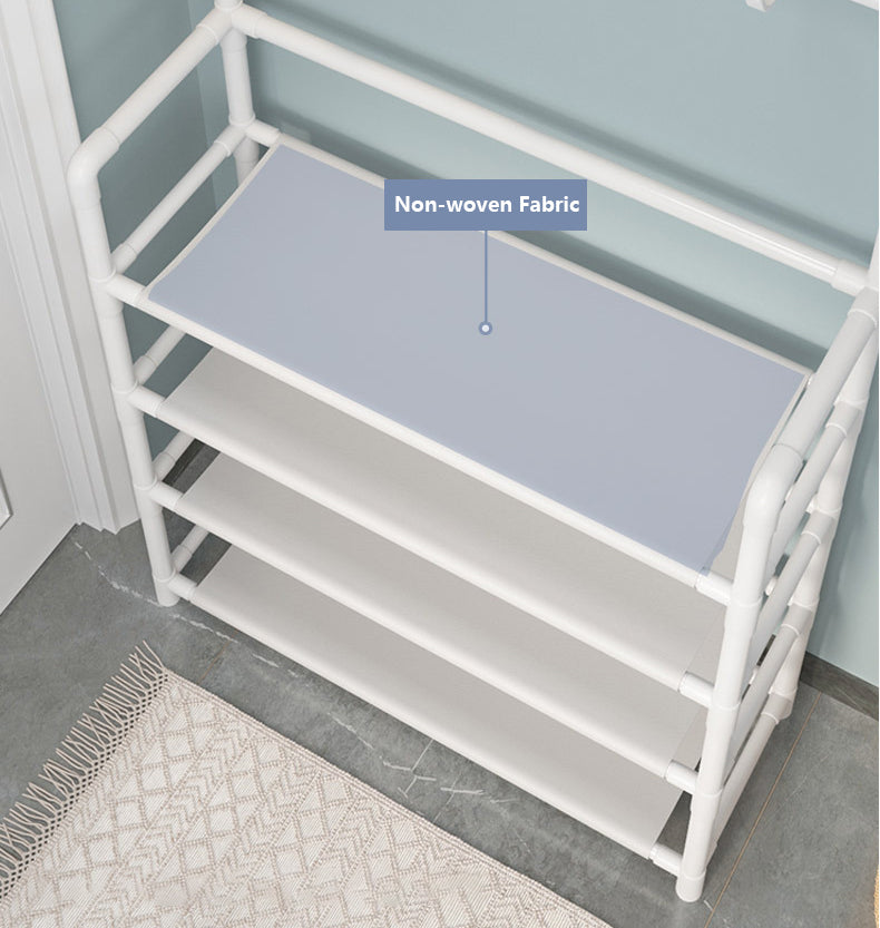 DS BS 5 Tier Multifunctional Hat Rack Shoes Rack Hall Tree-White