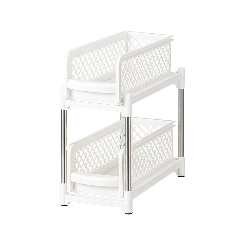 DS BS 2 Tier Bathroom Kitchen Countertop Pull Out Cabinet Organizer