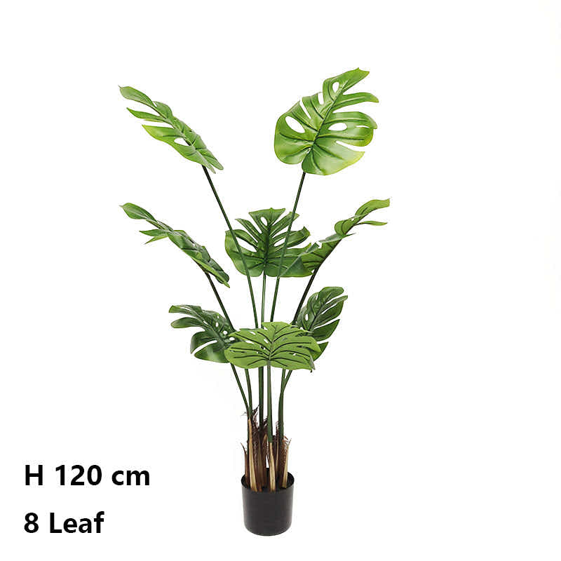 DS BS Artificial Plastic Tropical Palm Tree Monstera-120CM