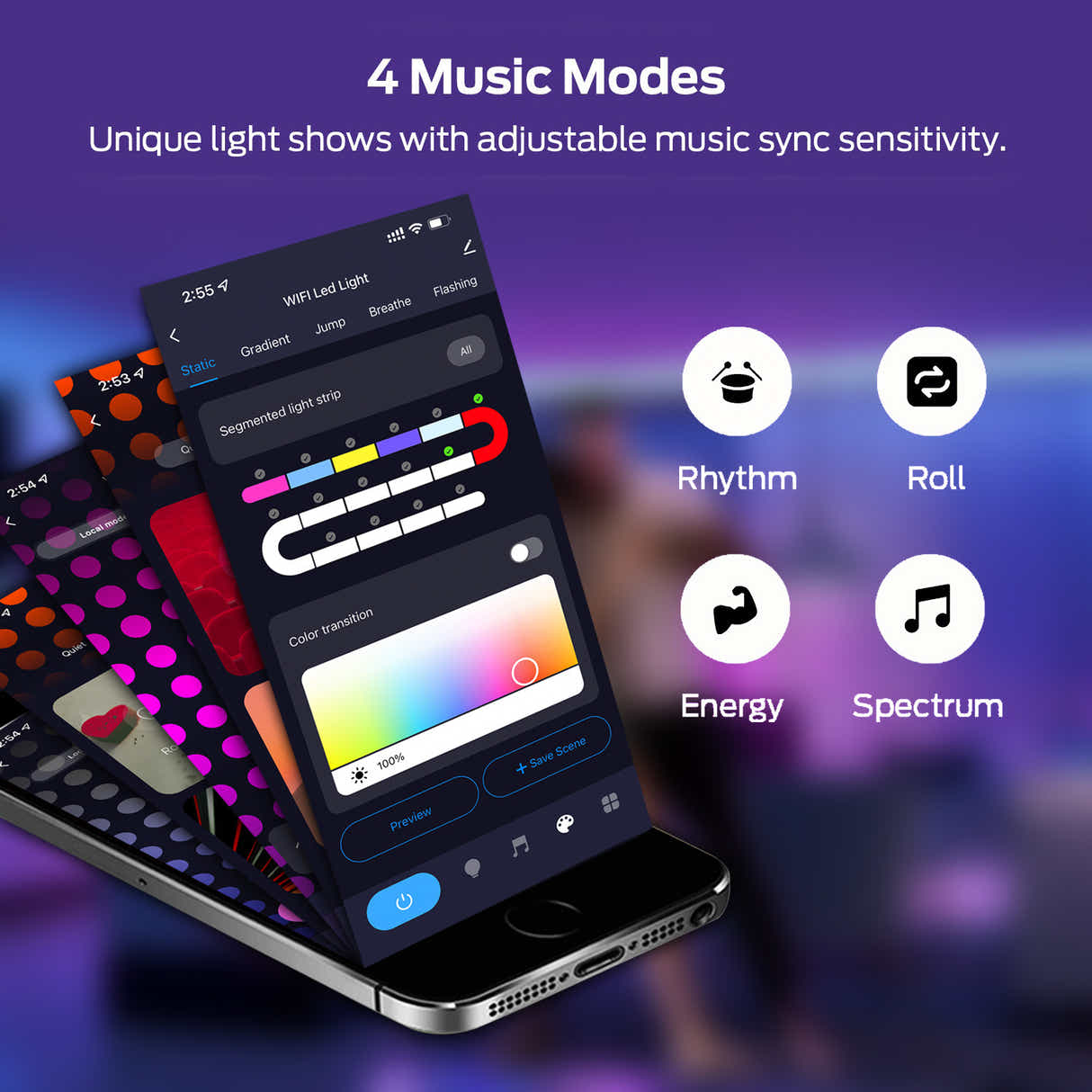 DS BS Smart APP RC Control LED RGB Floor Lamp with Music Sync