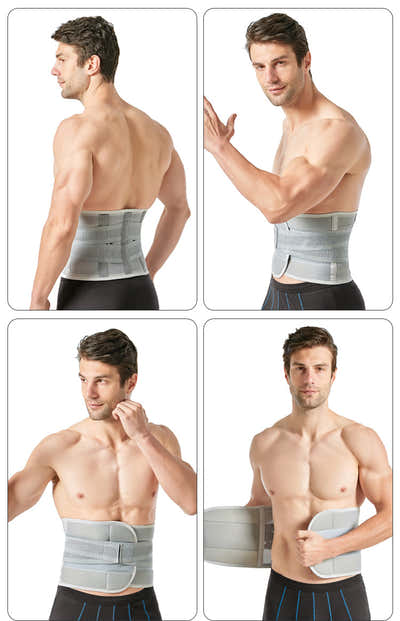 DS BS Adjustable Breathable Lumbar Back Brace Gray-M