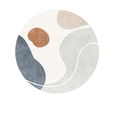 DS BS Modern Abstract Non-Shedding Area Round Rug Indigo-140cm