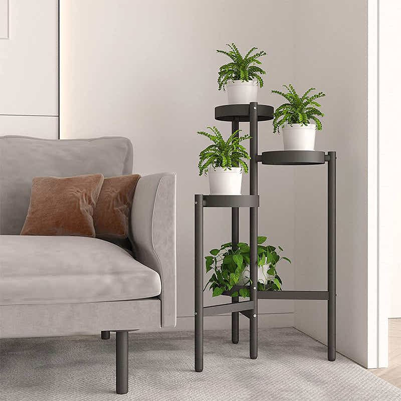 DS BS 4 Tier Steel Frame Plant Stands Flower Pots Holder-Black