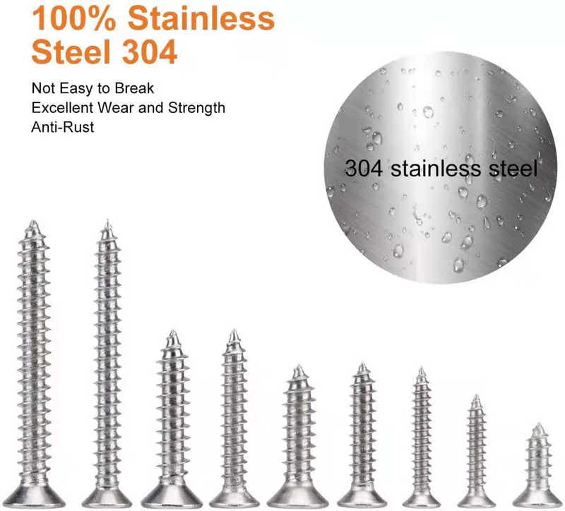 DS BS 265pc Stainless Steel Phillips Flat Head Self-Tapping Screws Set