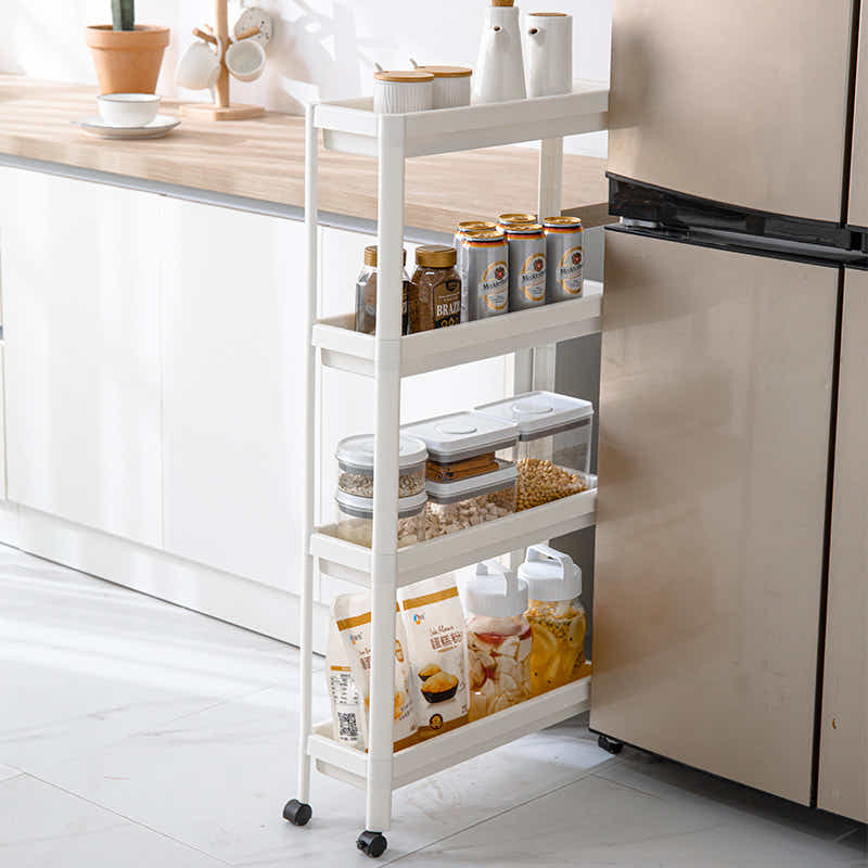 DS BS 4 Tier Narrow Slide-Out Trolley Rack Shelf Organizer