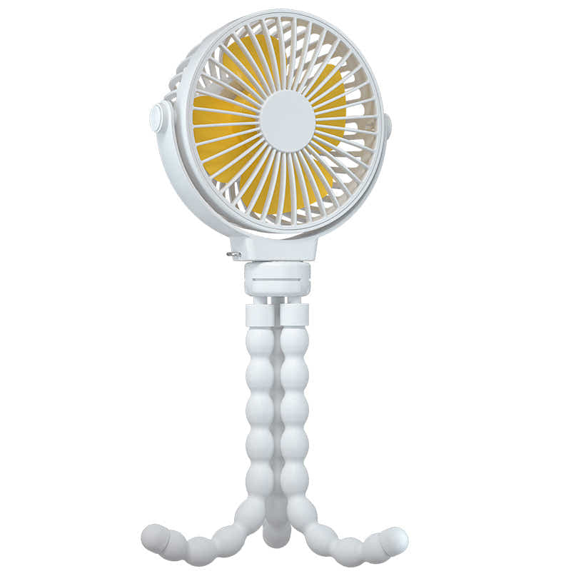 DS BS USB Rechargeable Flexible Tripod Baby Stroller Fan-White