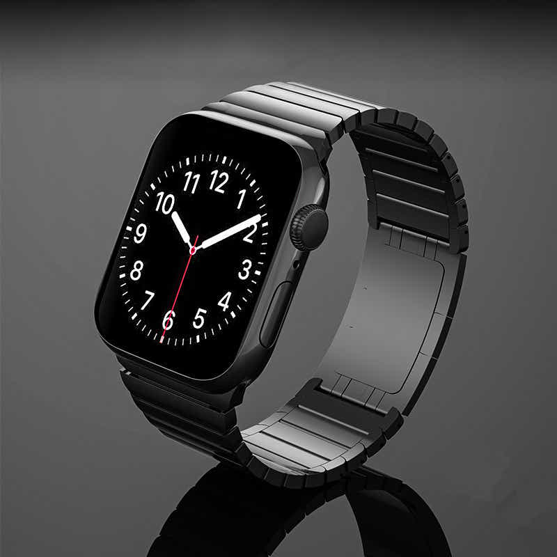 DS BS Ultra-Thin Solid Stainless-Steel Band for Apple Watch 45/44/42 MM-Black