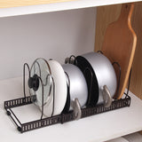 DS BS Adjustable Pot Lid Organizer Dividers Rack 7 Grid-Bronze