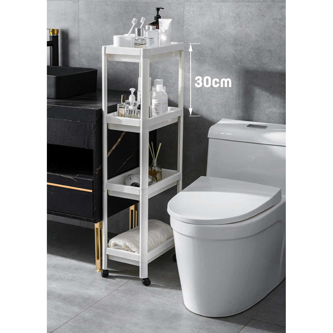 DS BS 3 Tier Wide Slide-Out Trolley Rack Shelf Organizer